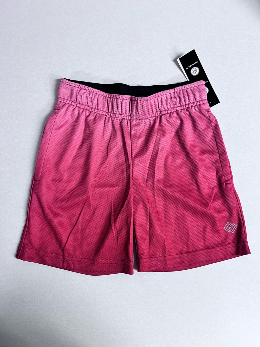 Brand New-ZELOS Boys Ombre Red Athletic Shorts